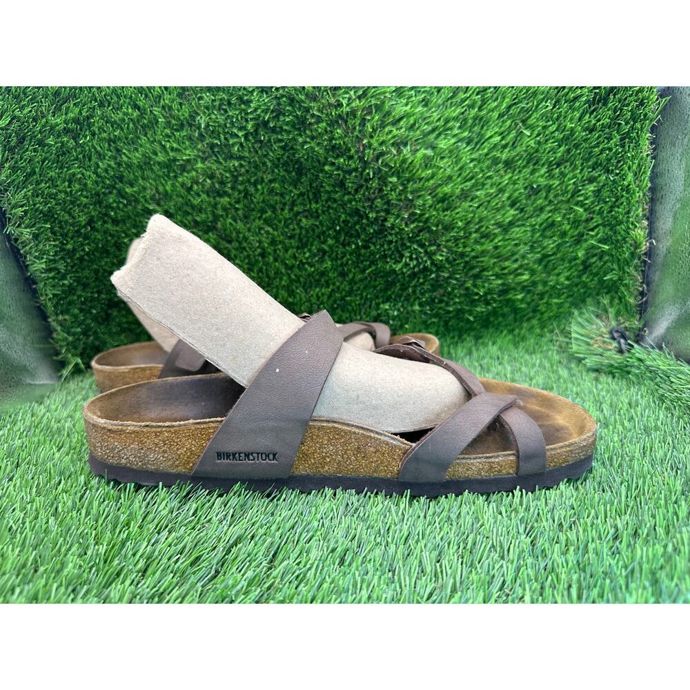 Birkenstock Mayari Birko-Flor Slide Sandal Unisex M7/W9 Brown Leather Dual Strap - Picture 9 of 15